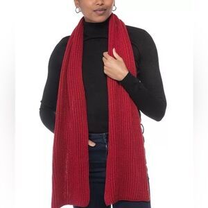 NWT Style & Co Solid black Ribbed Muffler Scarf red, women accessories